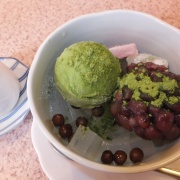 Matcha cream anmitsu 630 yen